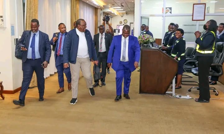 Former President Uhuru Kenyatta arrives in Uganda