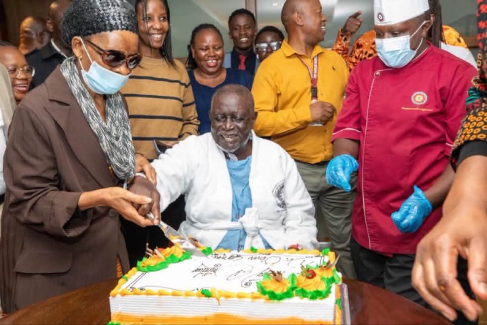 ODM leader Oburu Oginga makes public appearance as hospital staff celebrate his 83rd birthday